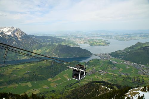 Cabrio Cable Car, Stansherhorn, Switzerland, landscape, cablecar