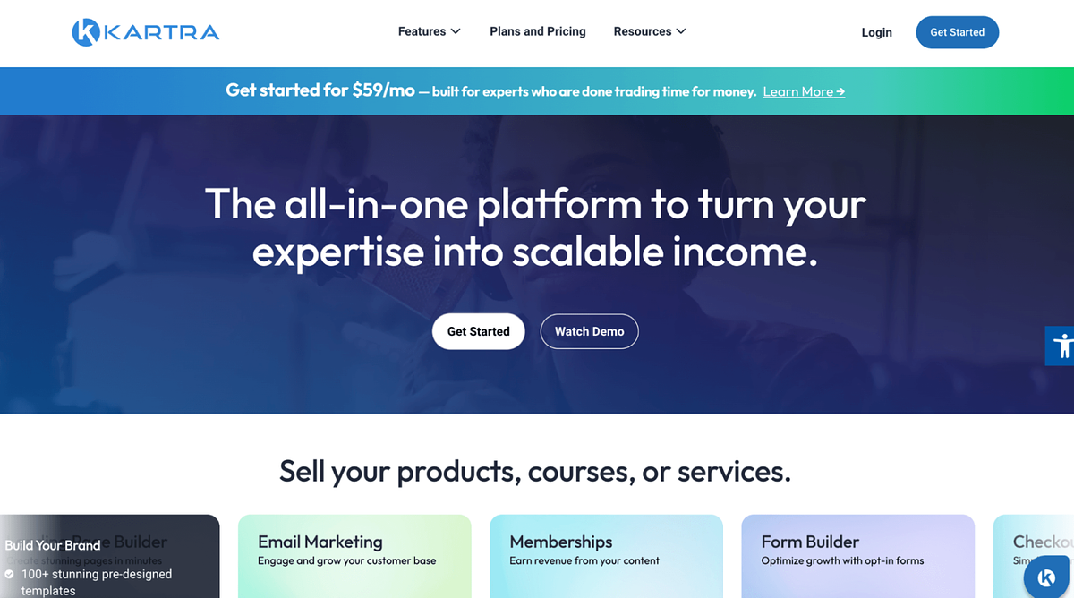 Schermata della homepage di Kartara