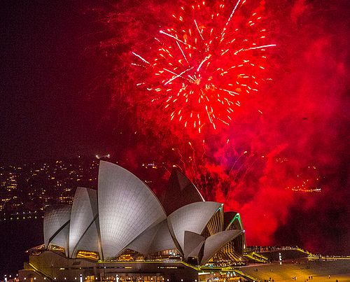 Sydney Opera House and Fireworks.