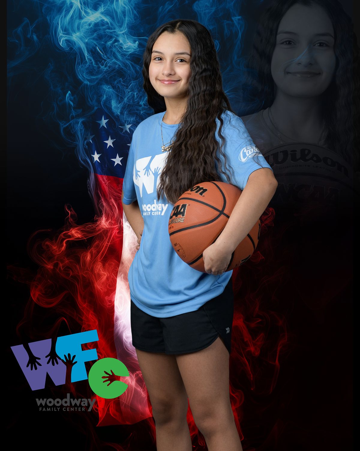 Young female basketball player at Woodway Family Center.