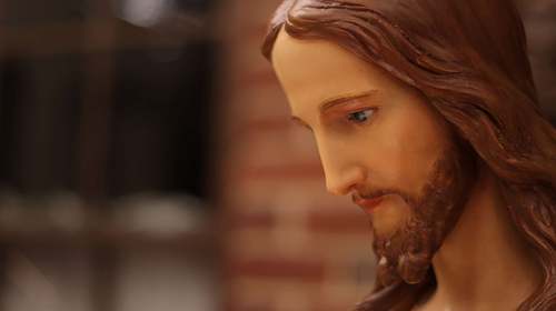 Profile picture of the beautiful face of Christ on this statue