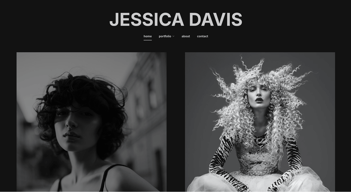 Pixpa's Sepia template for modeling portfolios