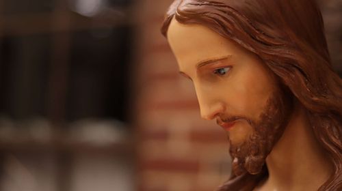 Profile picture of the beautiful face of Christ on this statue