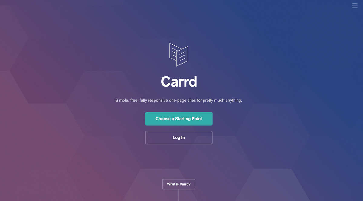Screenshot von Carrd