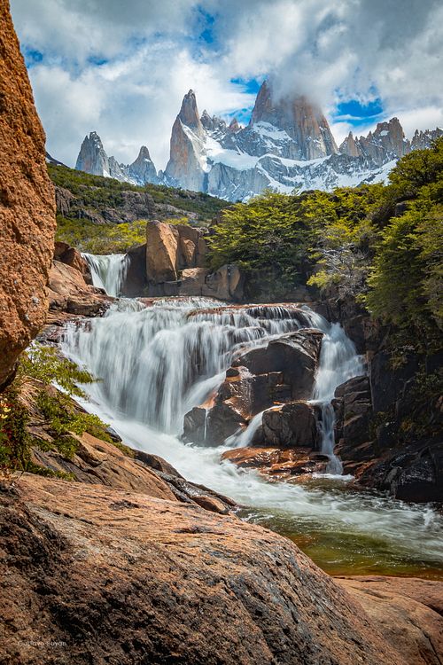 montañas, patagonia, el chalten, santa cruz, cascada, bosque, verano, turismo, trekking, hikking, parque nacional