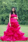 DP017 - Magenta Puffy Ruffle Gown