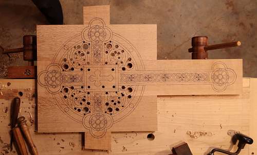 Reliquary pierced and ready for cutting