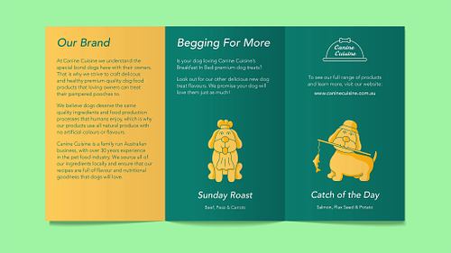 The reverse side of the unfolded Breakfast in Bed information sheet, showing three panels: a brand introduction, a call-to-action to explore other flavours, and a reference to the product website.