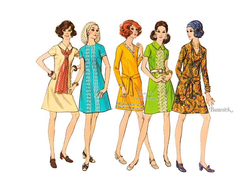 70s A Line Dress Pattern, Butterick 5836, Vintage Sewing Patterns