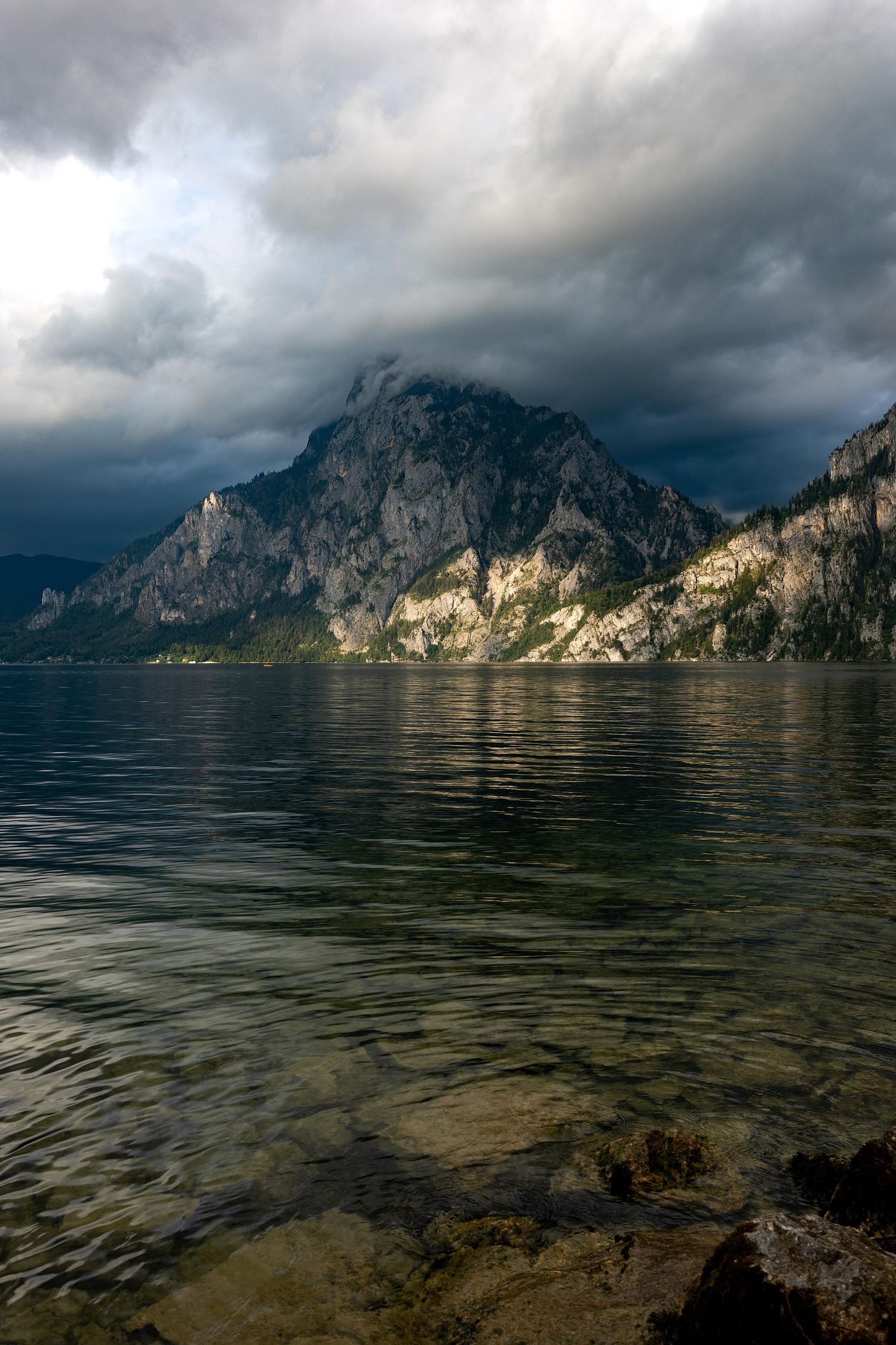Lake and the cloudy peak