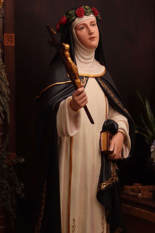 A fuller picture of the restored statue of St. Rose of Lima for St Rose Catholic Church in New Lexington