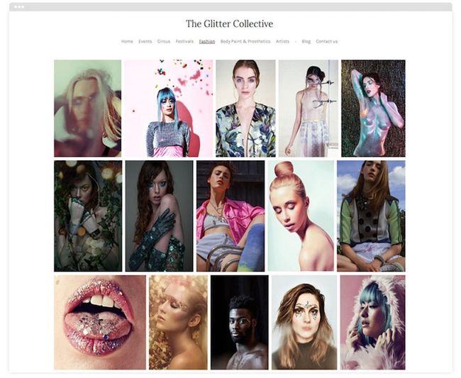 Il sito Web del portfolio di artisti del trucco di Glitter Collective