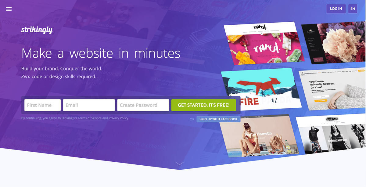 Bild des Website-Builders Strikingly