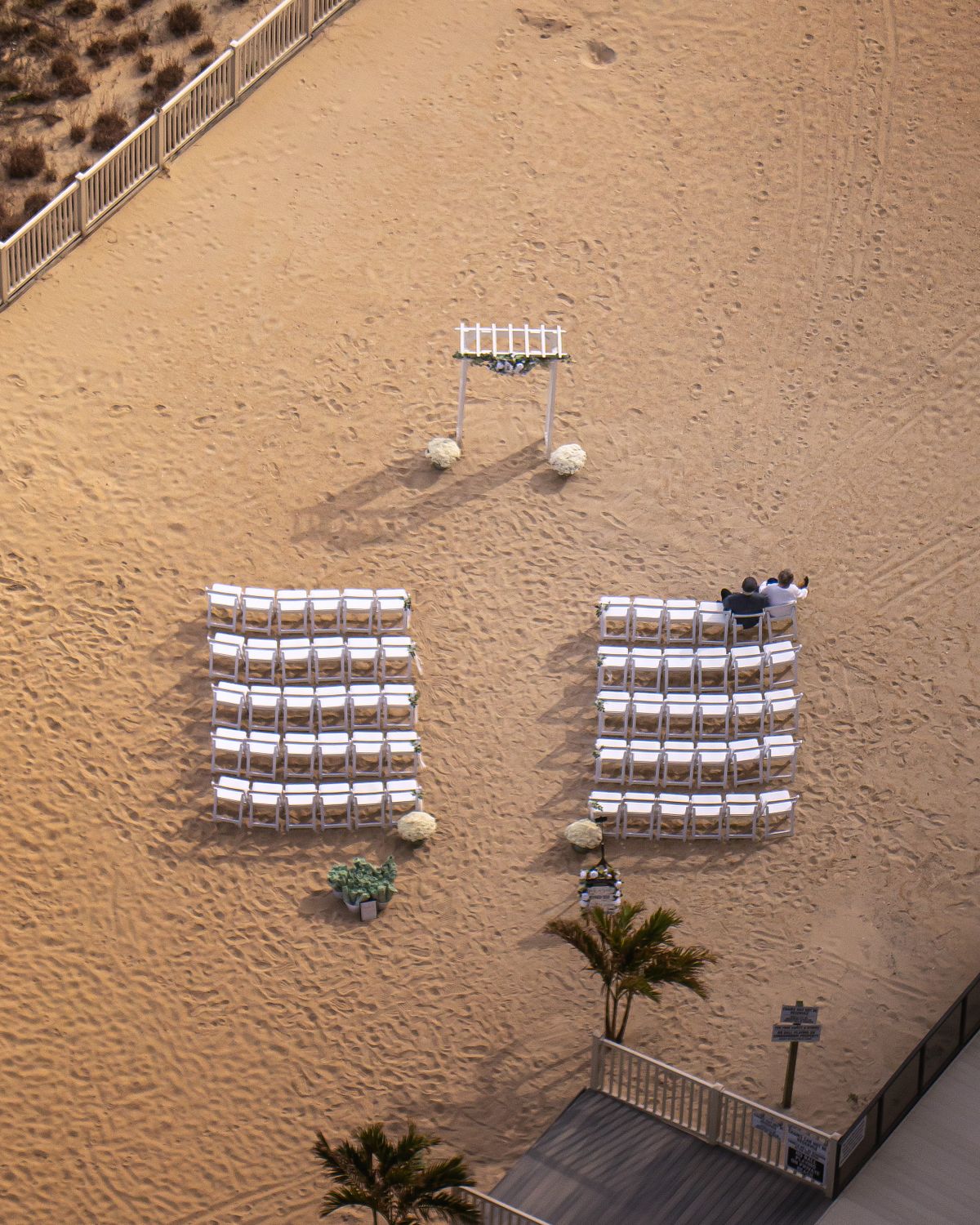 Ariel overview of the ceremony site at Golden Sands in Ocean City,