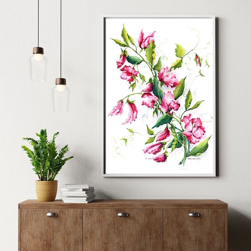 FINE ART PRINT Light Pink Sweet Peas