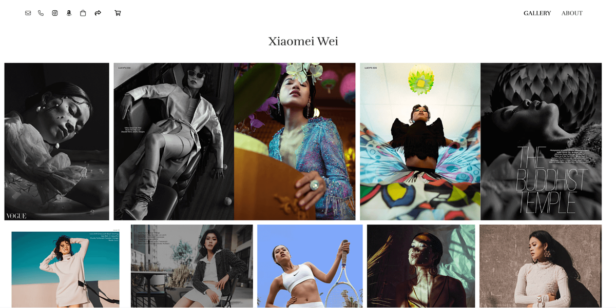 Modeling portfolio website of Xiaomei Wei