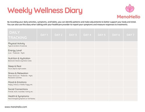 Track Your Week: A Wellness Diary for Menopause