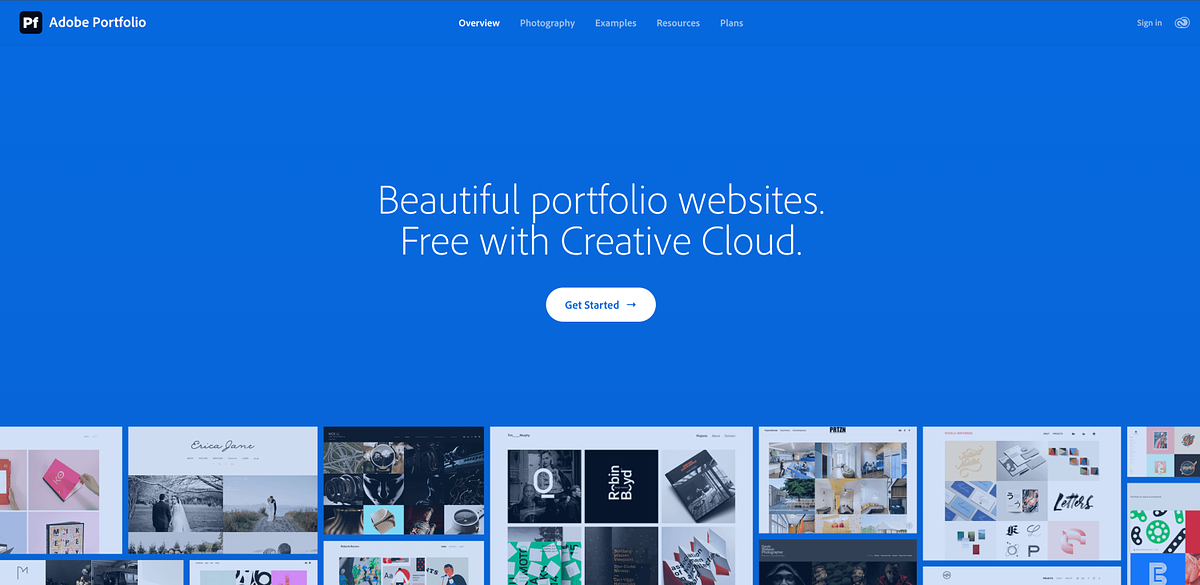 Adobe portfolio homepage website builder