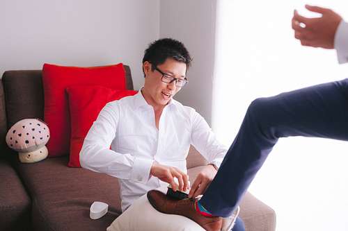 Groom Getting Ready