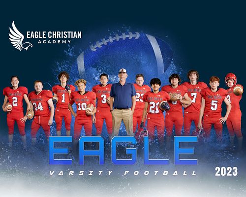 Composited photo of Eagle Christian Academy's football team.