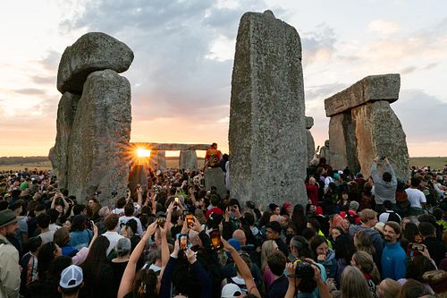 Record Crowds Celebrate Summer Solstice at Stonehenge, Salisbury Plain, UK