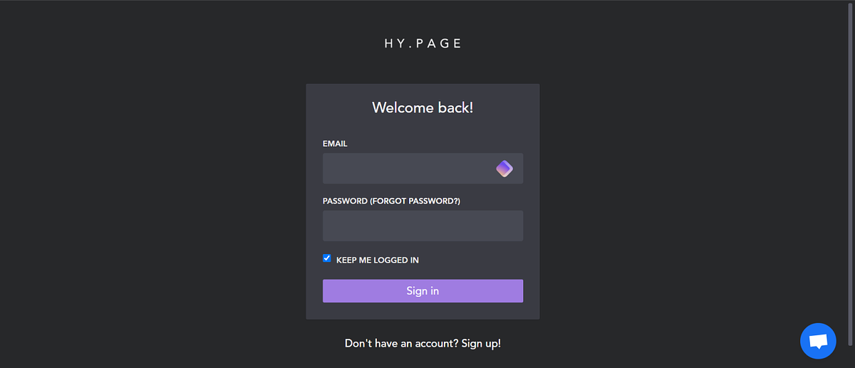 Página de inicio de Hy.page