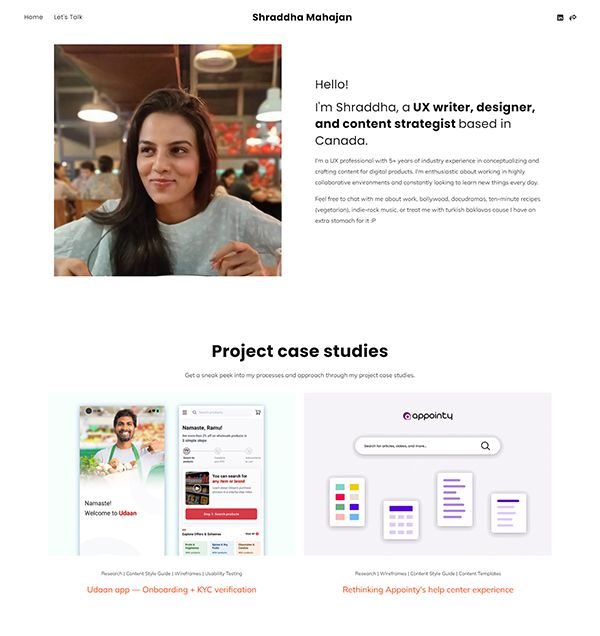 Shraddha Mahajan Portfolio Website Examples