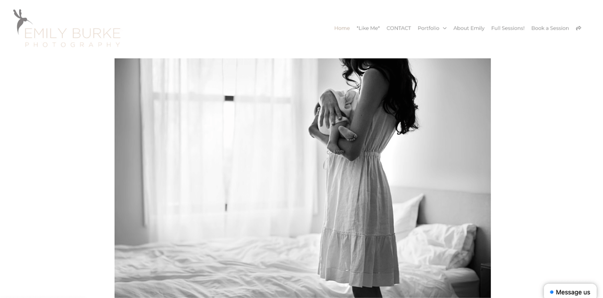 Emily Burkes pasgeboren online portfolio website