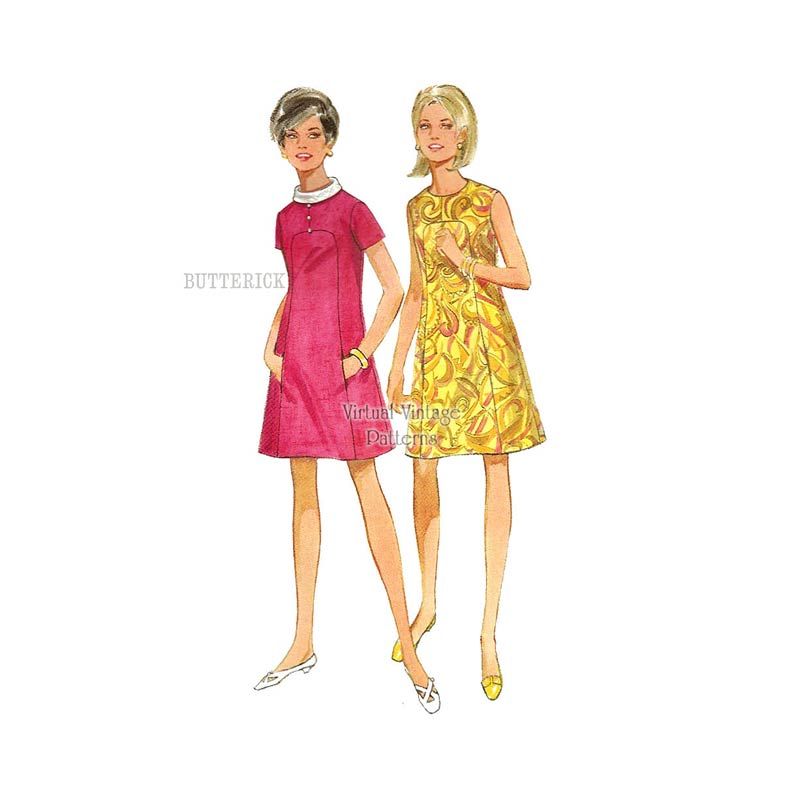 blue dress for baby girl PDF - 1960's Pattern, Mary Quant Style A-Line Mod Dress