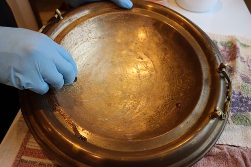 detail showing the progress on polishing the bowl