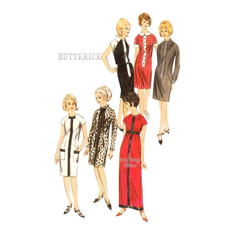 60s Vintage Dress Patterns Butterick 3765 | Virtual Vintage