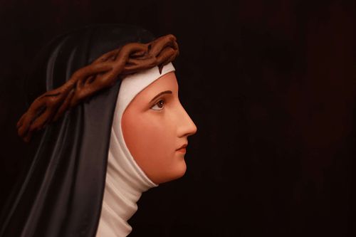 St. Catherine of Siena state restoration - a beautiful profile image of the face of this Dominican Saint.