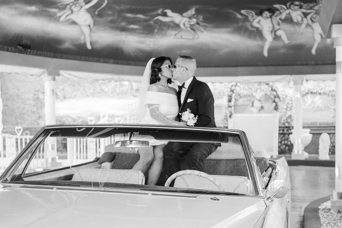 The Pink Cadillac at Little White Chapel, Las Vegas Nevada (Elopement)