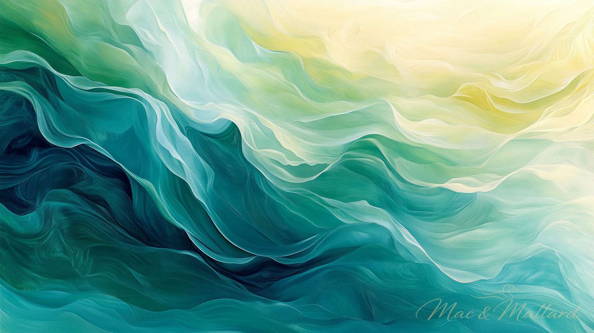 Abstract waves in soothing colors create a serene and calming vi