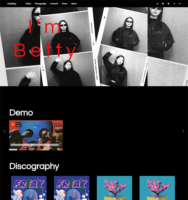 Przykłady witryn internetowych Betty Portfolio
