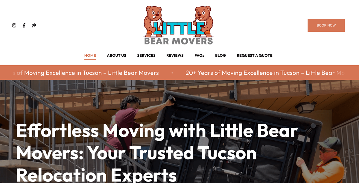 Website des Kleinunternehmens Little Bear Movers