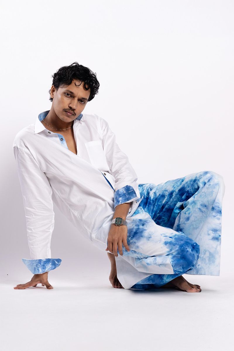 Detailed Long Sleeve Cotton Shirt Summer Sky (Blue)