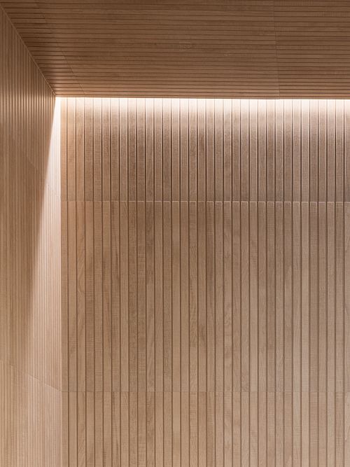 Soft light highlighting geometric angles and natural textures &ndash; Columna project