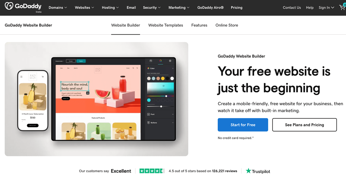 GoDaddy website builder